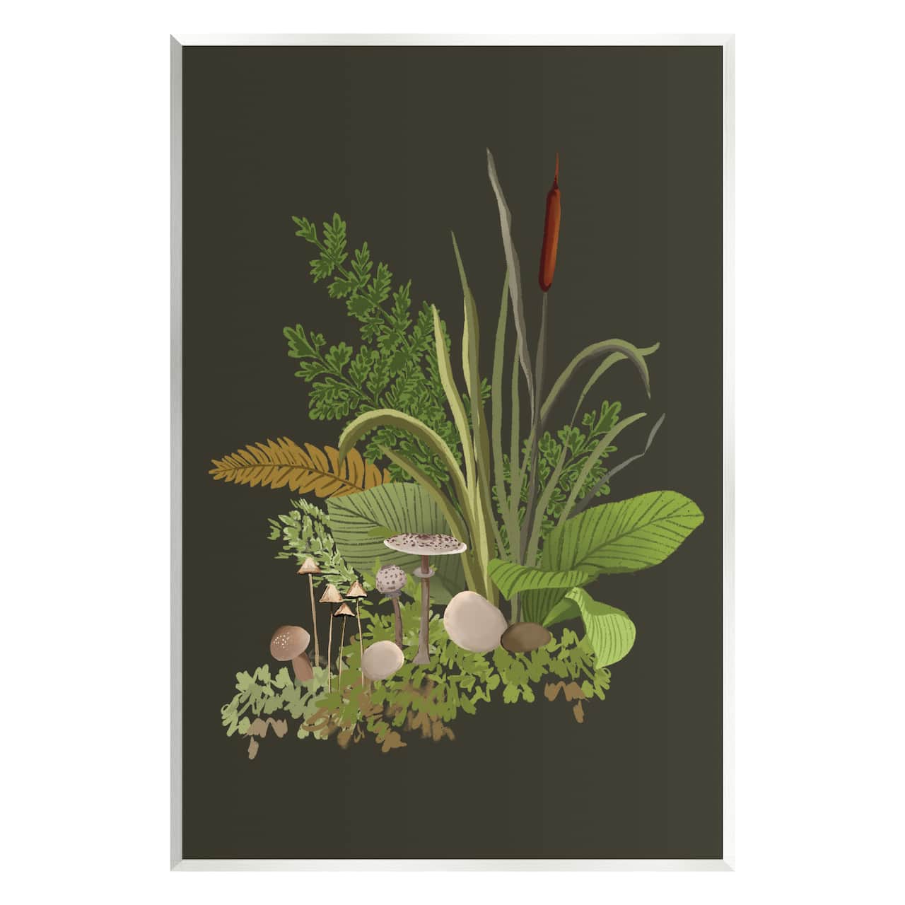 Stupell Industries Natural Forest Floor Mushrooms Ferns Wall Plaque Art